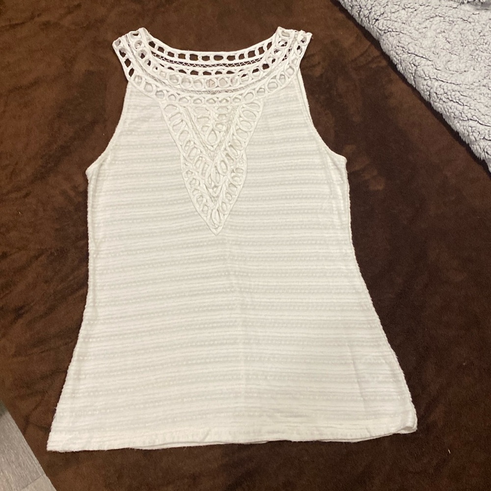 Postmark Anthropologie White Textured Tank Top